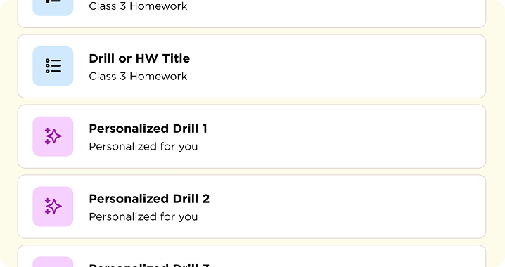 Personalized homework assignments in the SAT student dashboard