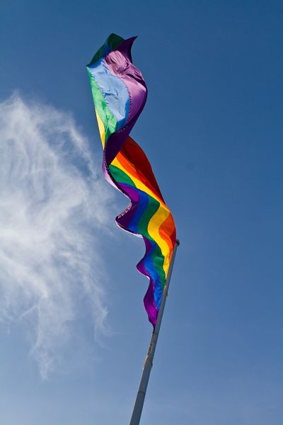 Rainbow flag in wind